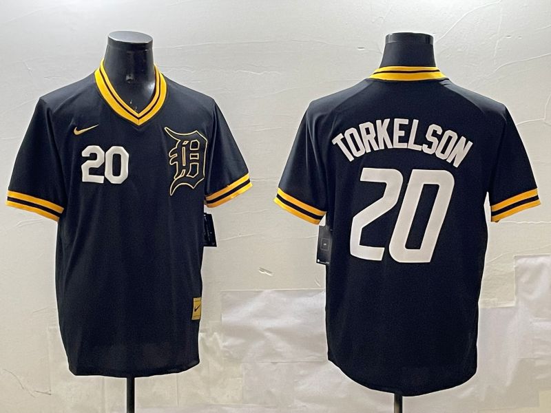 Men Detroit Tigers #20 Torkelaon Black Gold Game 2025 Nike MLB Jersey style 5